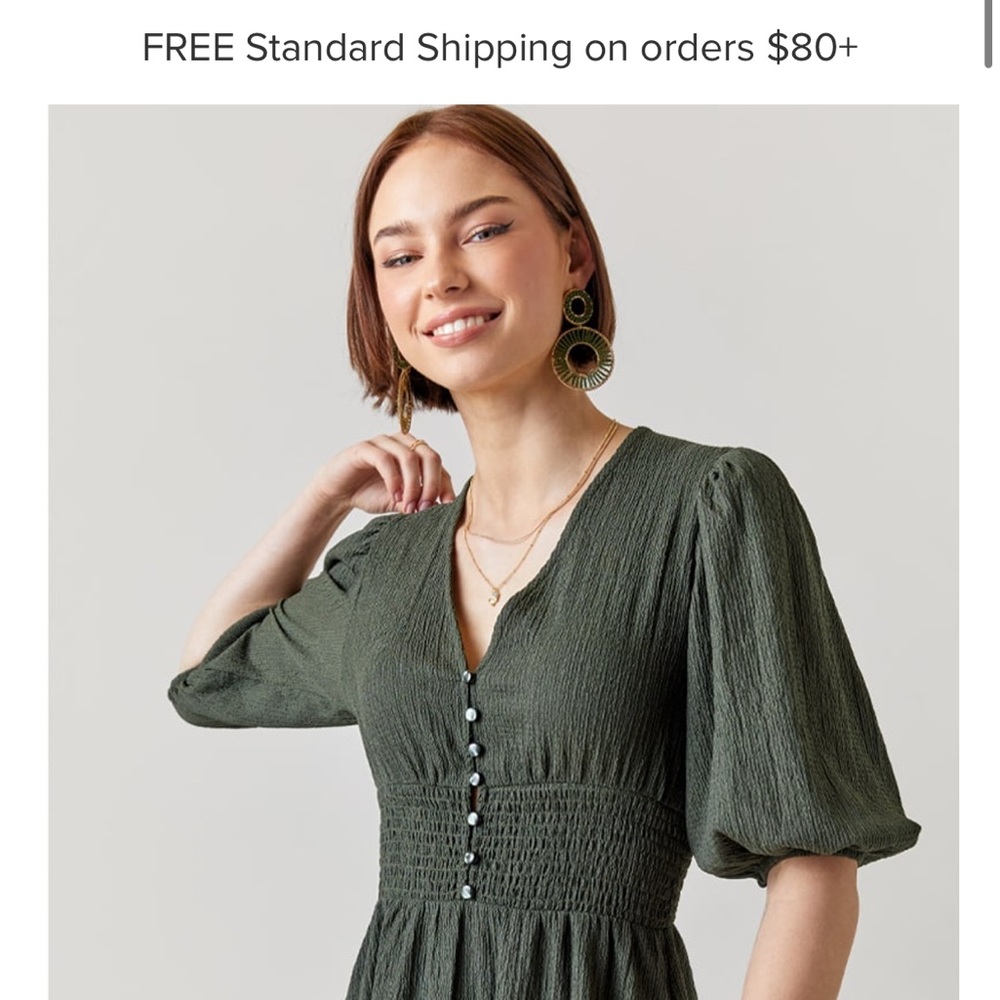 Francesca’s Zaney Crinkle Button Front Mini Dress